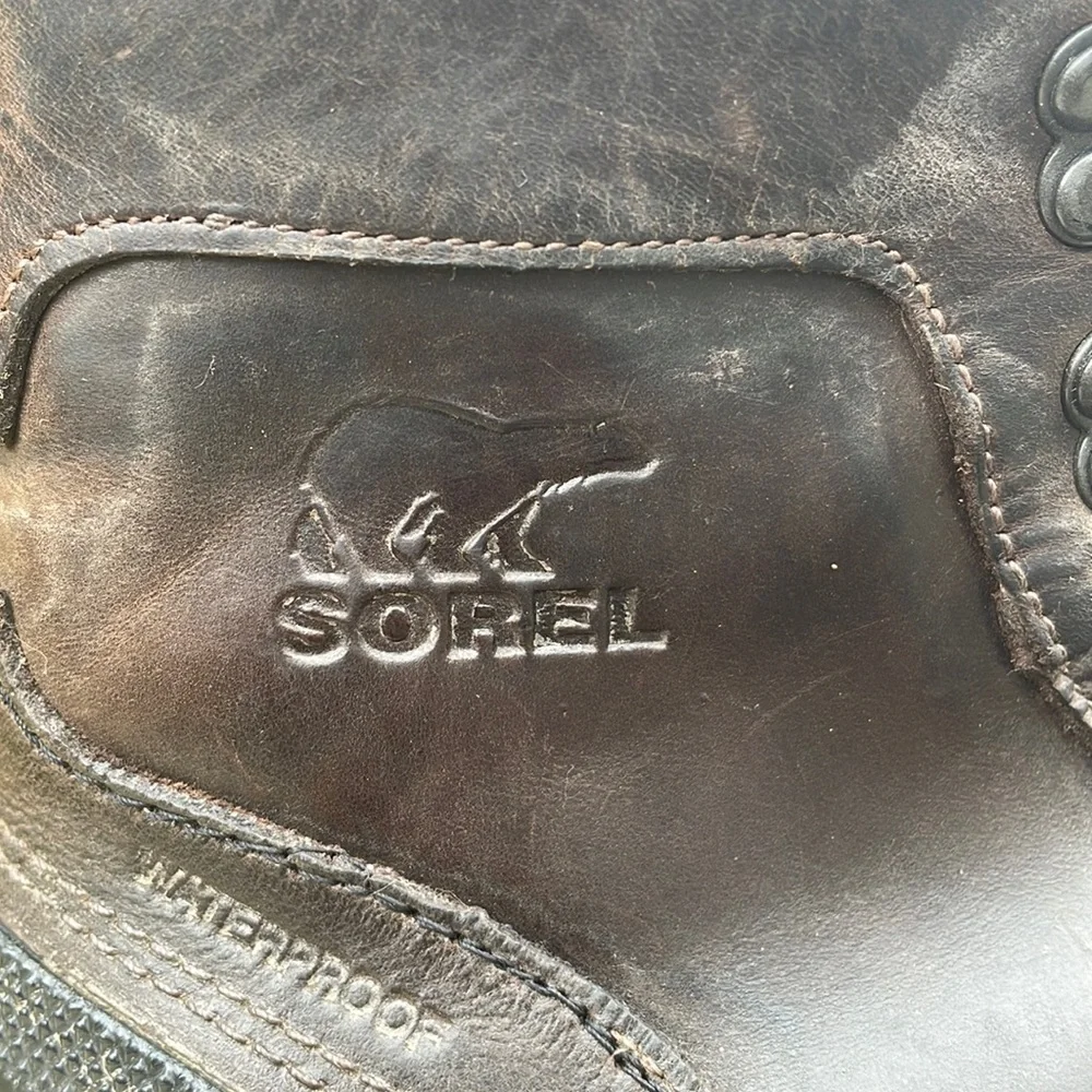 Sorel Men's Ankeny Mid Hiker Leather Boots in Tobacco/Black Size 9